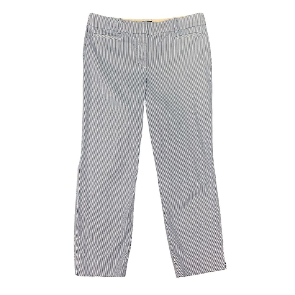 Talbots Pants Womens 8 Blue Pin Stripe The Perfect Crop Straight Leg Trousers